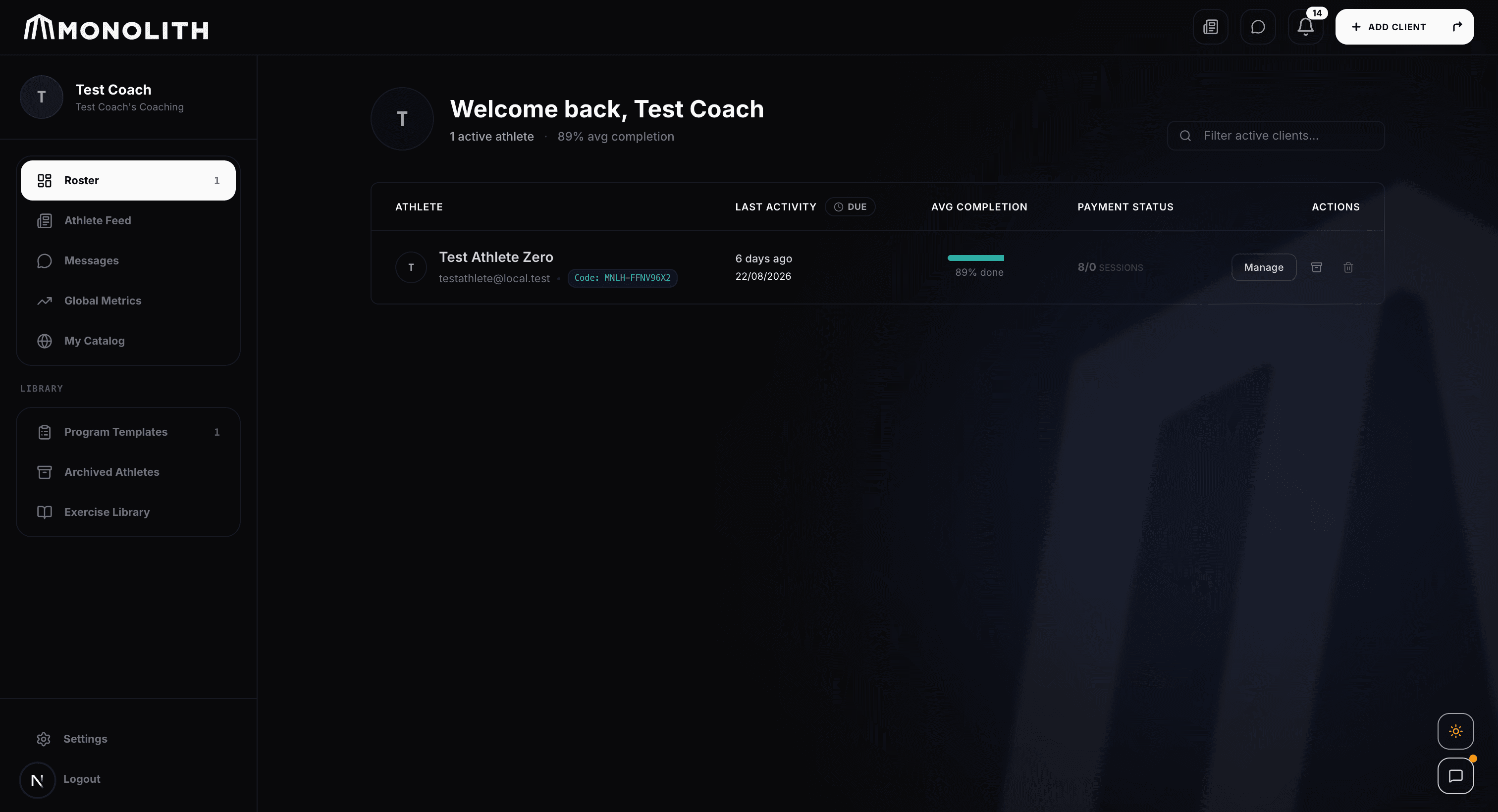 MONOLITH — your dashboard